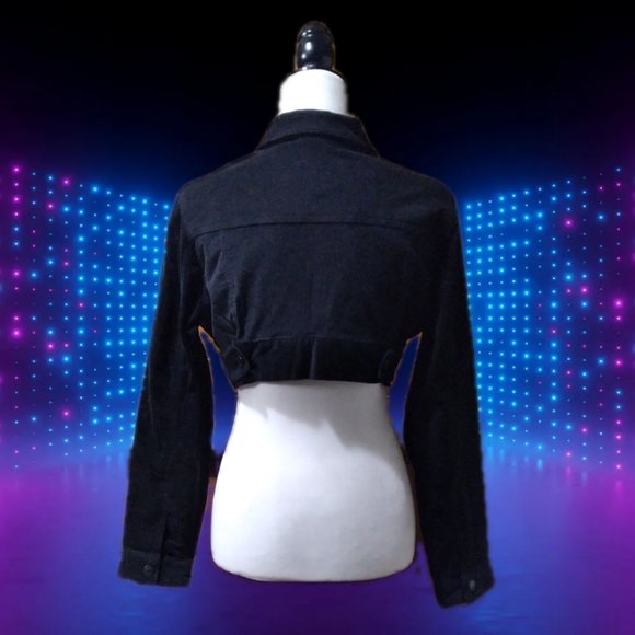 Vintage, Cropped Velour Style Jacket, Black, Large - Picture 2 of 2